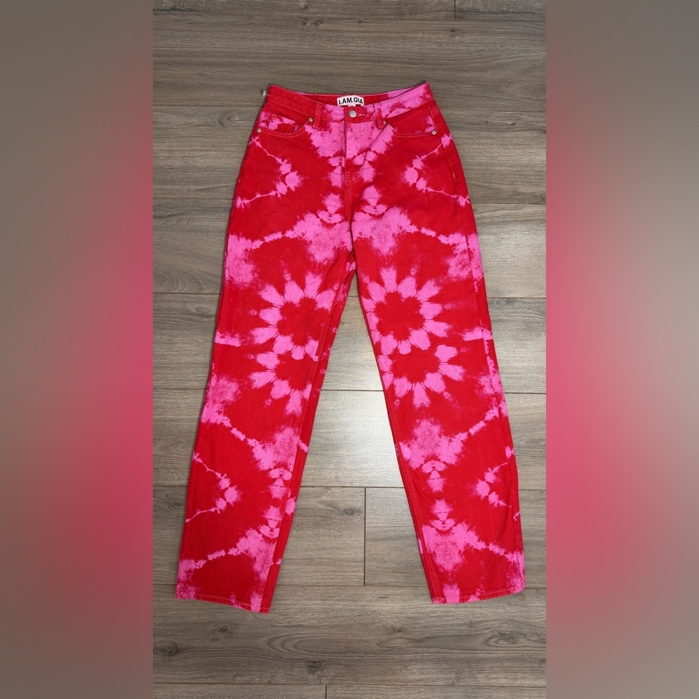I.AM.GIA Stylish Red and Pink Tie-Dye Women Jeans denim